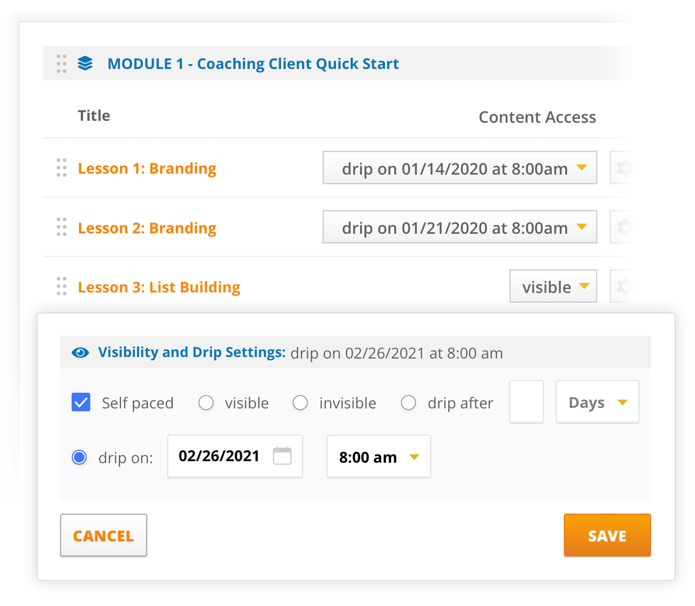 Control Cart Open Dates