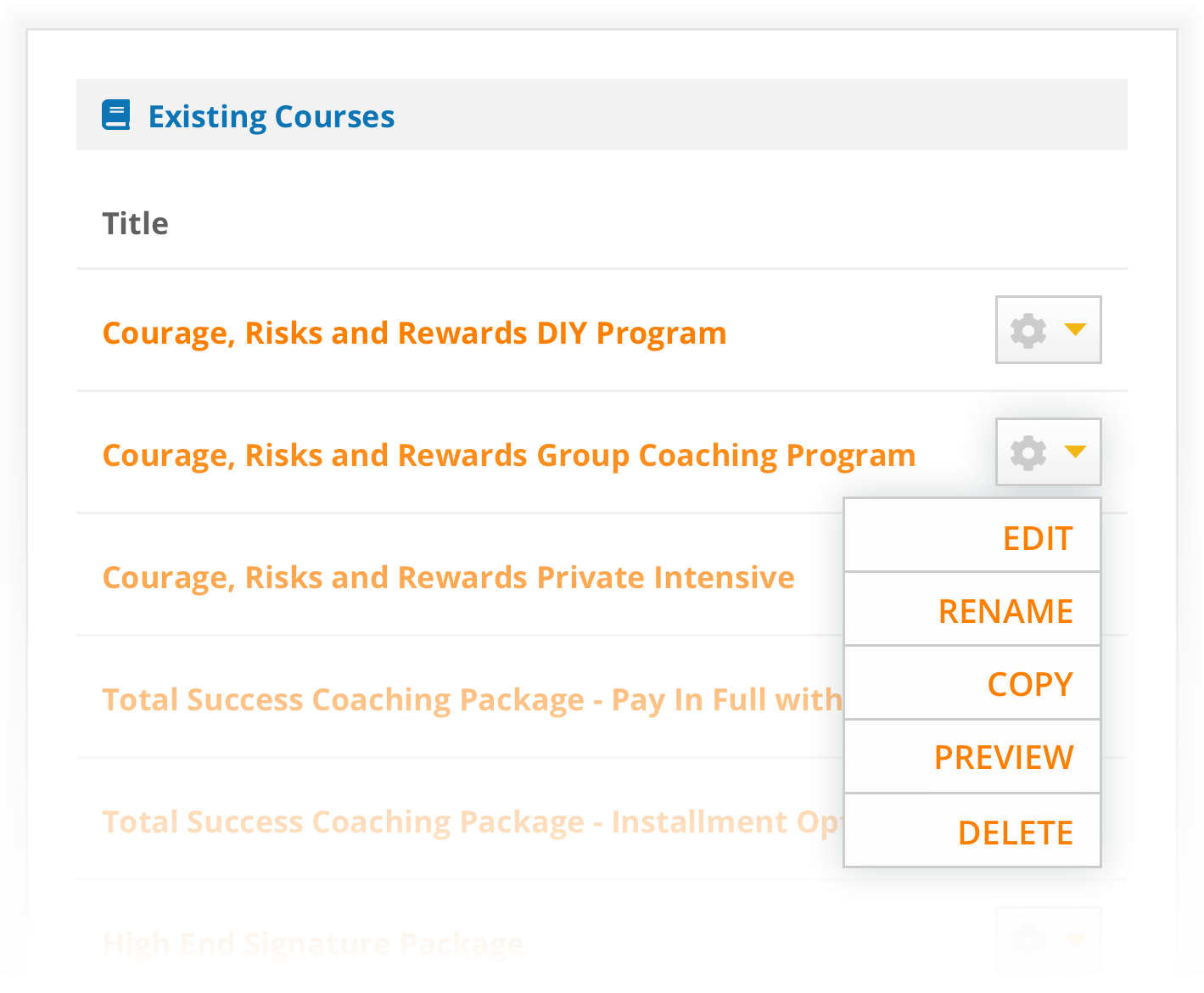 Duplicate Courses